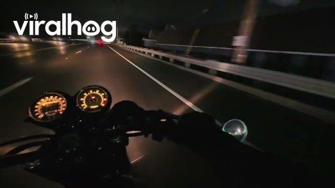 Swerving To Avoid Turning Car During Nighttime Motorcycle Ride || ViralHog