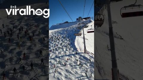 Endless Moguls On Crowded Ski Slope || ViralHog