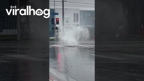 Sewer Manhole Cap Rattling From Pressure || ViralHog