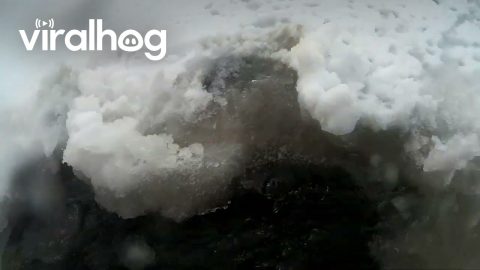 Motorcycle Breaks Through Frozen Lake and Sinks || ViralHog