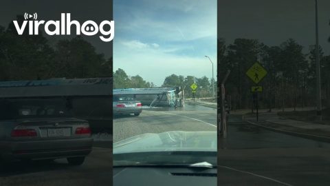 Water Tanker Trailer Overturned || ViralHog