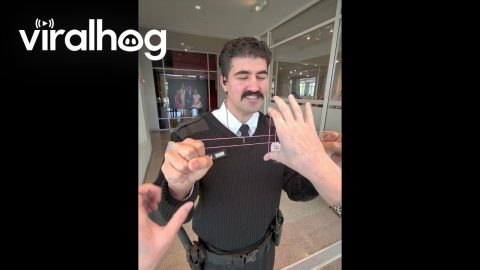 Security Guard Shocked By Rubber Band Magic Trick || ViralHog