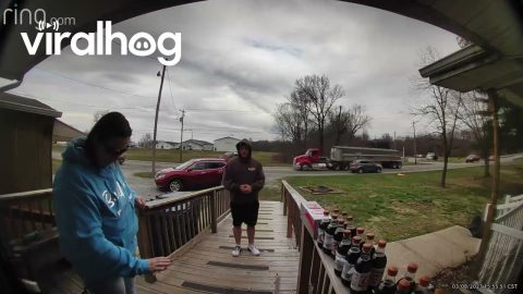 Doorbell Cam Catches a Close Call With a Tire || ViralHog