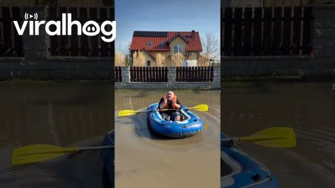Rubber Boat Sailing During Spring Flood || ViralHog