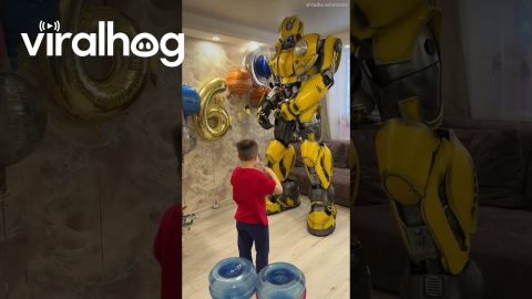 Transforming Bumblebee Visits Birthday Boy || ViralHog