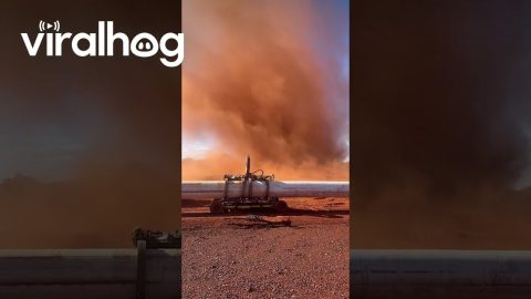 Dust Devil Blows Through Mine Site In Western Australia || ViralHog