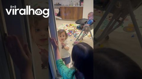 Child Helps His Mother Open the Door || ViralHog