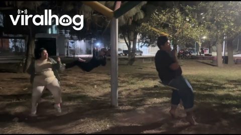 Heavy Spinning Breaks Playground Swing || ViralHog
