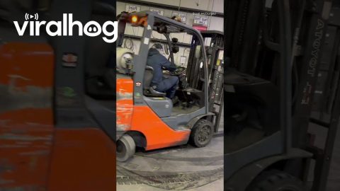 Forklift Driver Burns Rubber || ViralHog Shorts