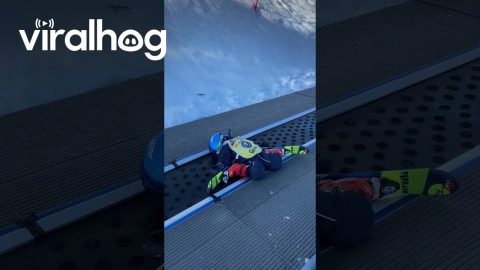 Boy Pretends To Sleep On Ski Carpet || ViralHog
