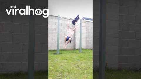 Man Takes Off Shirt While Hanging From Bar || ViralHog