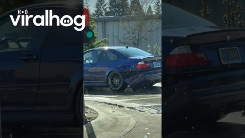 BMW M3 Rear Bumper Tears Off at Car Wash || ViralHog