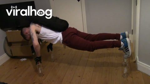 Pushups on Glass Bottles || ViralHog