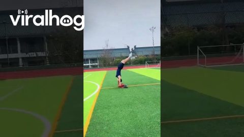 Man Performs Backflips While Removing Layers of Clothing || ViralHog