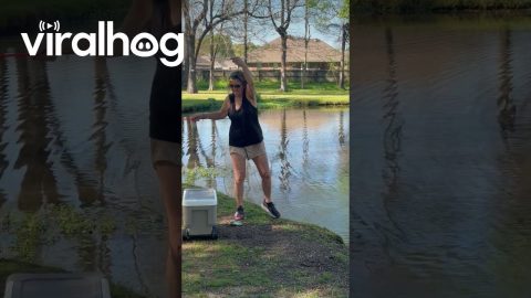 Mom Using the Fishing Pole Backwards || ViralHog