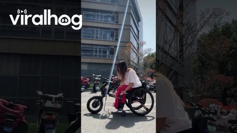 Modified Wheelchair Scooter Helps Disabled Woman Go Outside || ViralHog