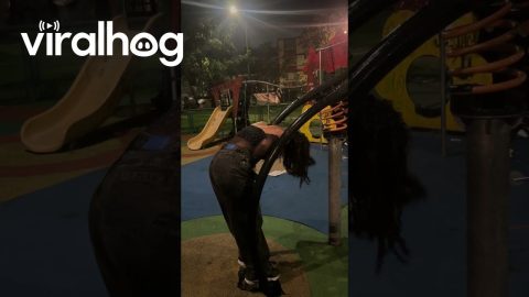 Woman Falls Like Ragdoll Off Playground Equipment || ViralHog