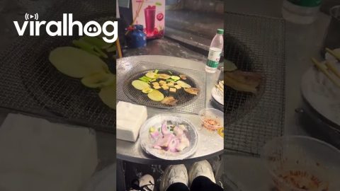 Barbecue Continues Amidst Floodwater and Intense Hail || ViralHog