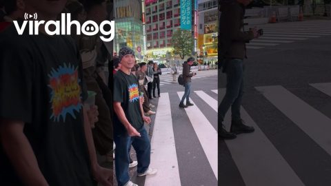 Gymnastics Flip Fail at Shibuya Crossing || ViralHog