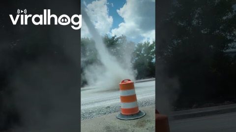 Powerful Dust Devil Spotted Beside Road || ViralHog