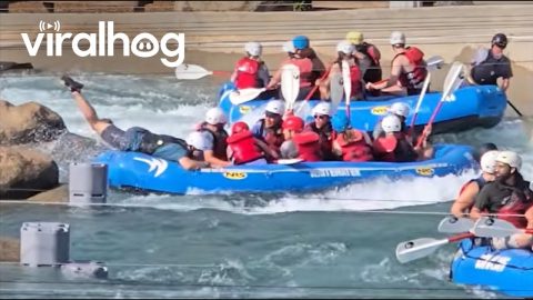 Whitewater Guide Dives Back Onto Raft || ViralHog
