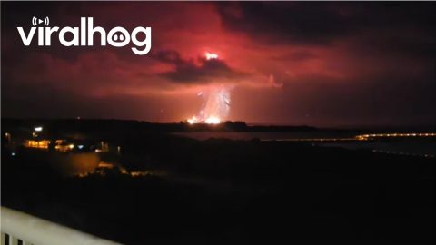 Rocket Explosion Seen From Nearby Balcony || ViralHog
