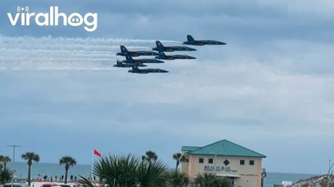 Blue Angels Navy Flight Demonstration Over the Beach || ViralHog