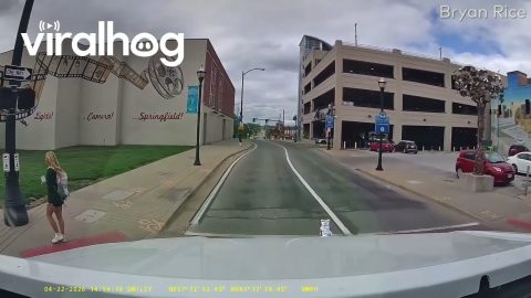 Truck Driver Has Near Miss With Apparent Jaywalker || ViralHog