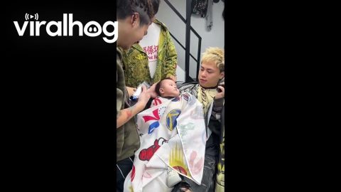 Barbers Take Turns Distracting Client During Haircut || ViralHog