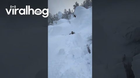 Skier Loses Both Skis During Double Backflip Attempt || ViralHog