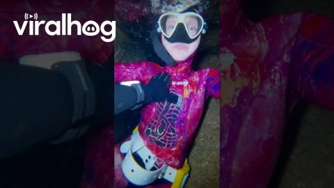 Freediver Breathes With The Tides In Underwater Cave || ViralHog