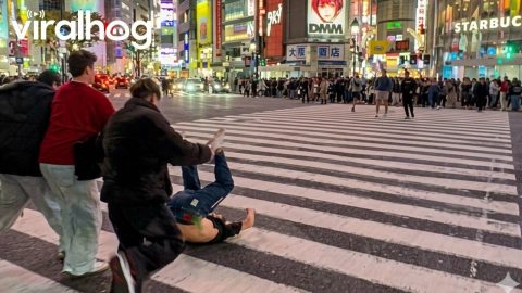 Gymnastics Flip Fail at Shibuya Crossing || ViralHog