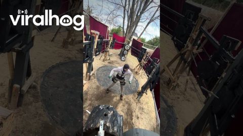 Chain Reaction Target System Hones Knife Throwing Skills || ViralHog