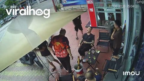 Water Spills From Umbrella onto Unlucky Man || ViralHog