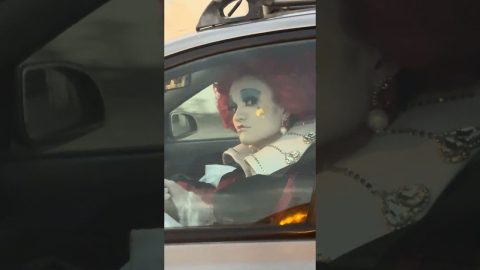Driving Past Alice in Wonderland Characters || ViralHog