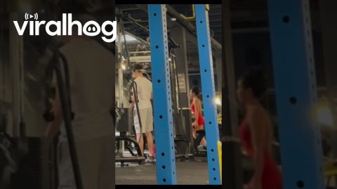 Dropped Weight Squirts Liquid Chalk Over Gym || ViralHog