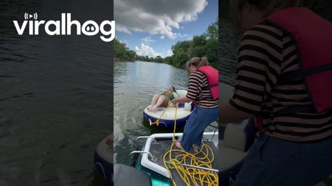 Family Flips the Boating Inflatable || ViralHog