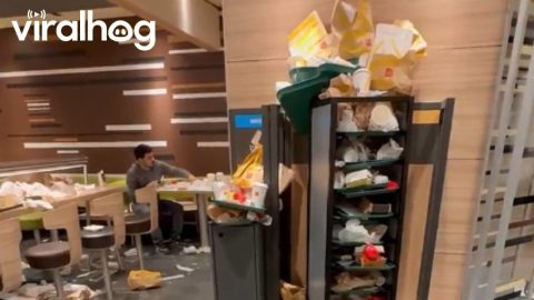 Fast Food Restaurant in Stockholm, Sweden Completely Trashed || ViralHog