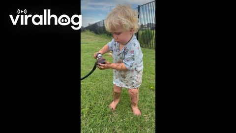 Say “Cheese” — Sprays Mommy With Hose || ViralHog