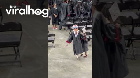Girl Fails to Walk in Heels at Her Graduation || ViralHog
