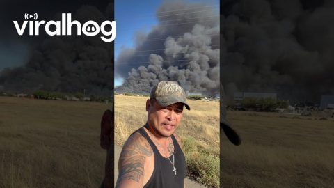 Eyewitness Documents Massive Warehouse Fire || ViralHog