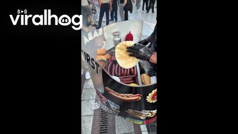 Street Food Vendor With a Wearable Grill || ViralHog
