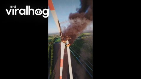 Wind Turbine Burning Down || ViralHog