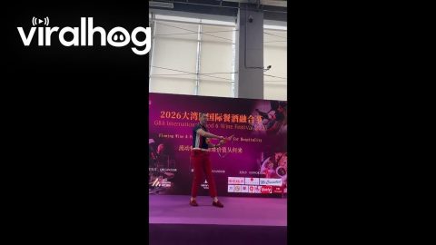 Pants Rip During Live Sabrage Presentation || ViralHog