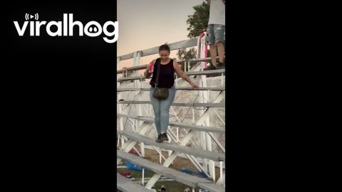 Woman Loses Balance and Takes a Slow Fall || ViralHog