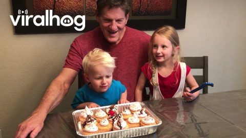 Kid Blows Out Dad's Candle || ViralHog