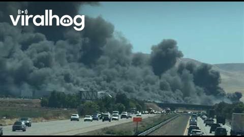 Massive Fire Engulfs Medical Supply Warehouse || ViralHog