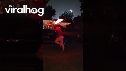 Dad Takes Lightsaber Duel a Bit Too Seriously || ViralHog