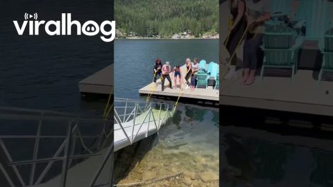 Group of Women Get Stranded on a Dock || ViralHog