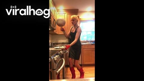 Spinning a Basketball While Cooking and Eating || ViralHog